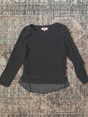 Philosophy Polka Dot Blouse Small Black White Long Sleeve Lightweight Classic